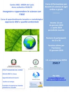 Corso di approfondimento tematico e metodologico: approccio IBSE e qualità dell'ambiente