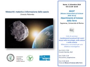 Seminario Meteoriti: materia e informazioni dallo spazio